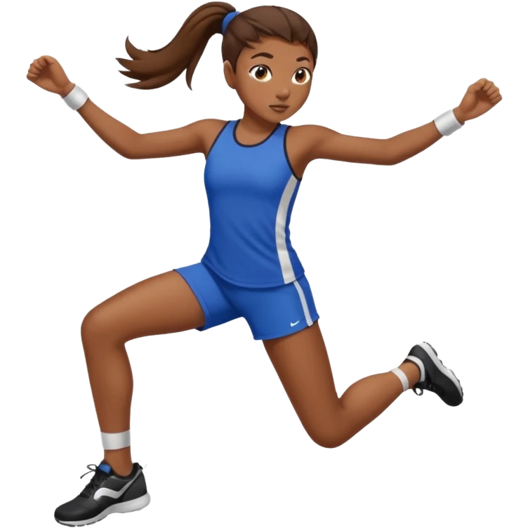 brown-skinned girl with brown hair in a ponytail performing a martial arts kick emoji