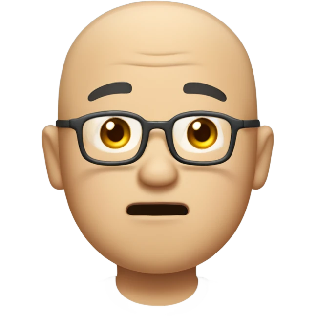  a 35-year old, male, bald Asian man, wearing glasses, inquisitive, confused, scratching the back of his head in confusion,  emoji