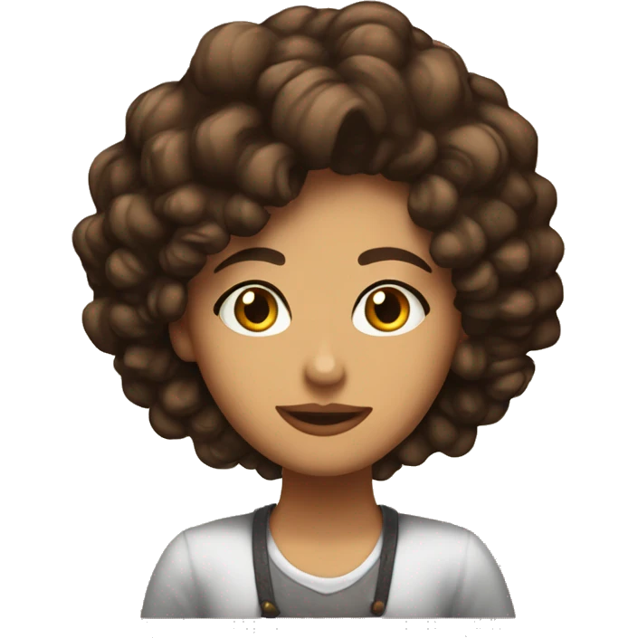 Chica morena pelo rizado ojos cafe emoji