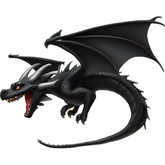 Black metallic dragon flying over mountains  emoji