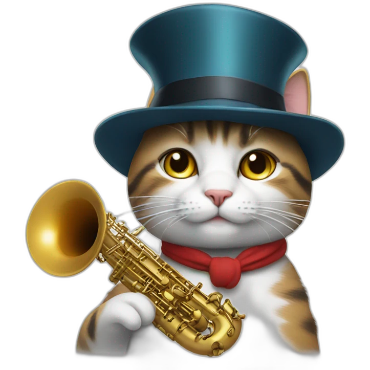 Cat with hat and saxophone  emoji
