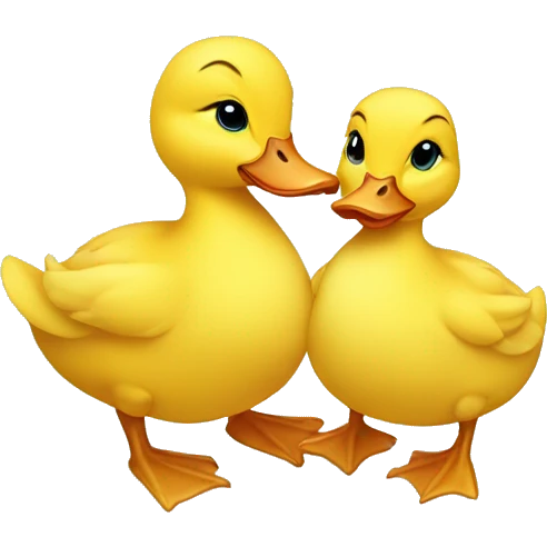 Baby ducklings with mother duck emoji