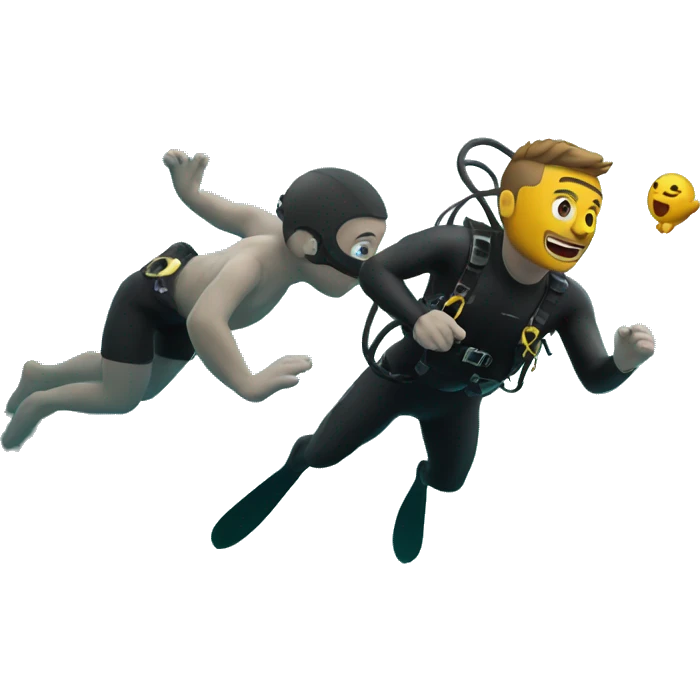Diving man with cat emoji