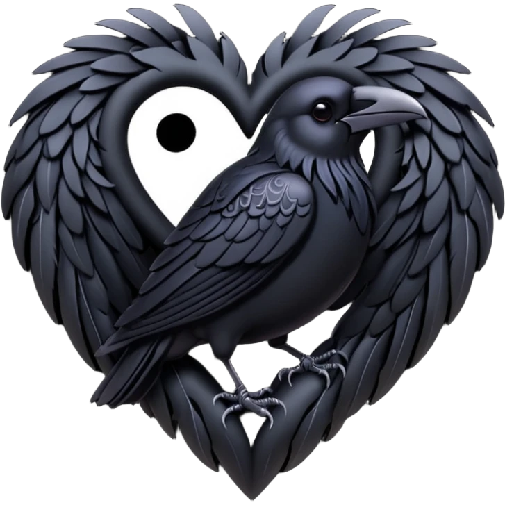 goth themed heart with a dark raven emoji