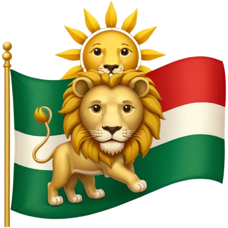 Lion and sun logo in the red white and green flag emoji