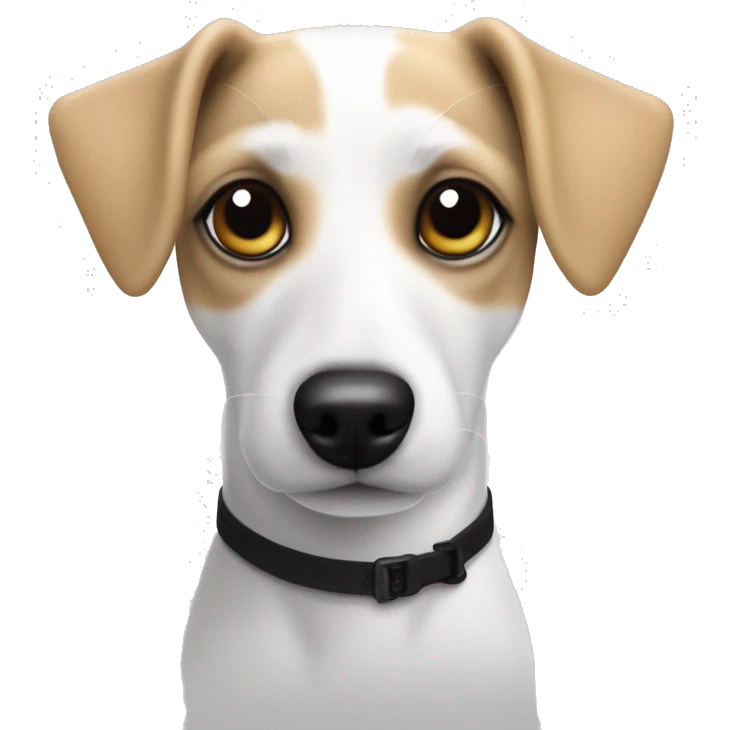 solid white jack russell beagle mix with solid black eyes  emoji