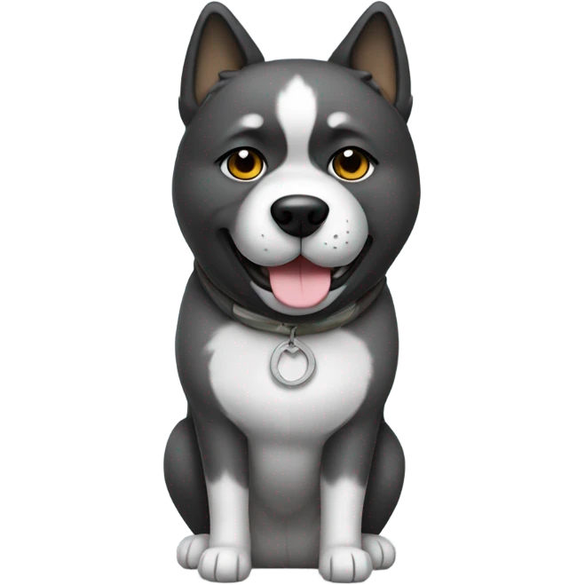 Black and gray Akita doing a peace sign emoji