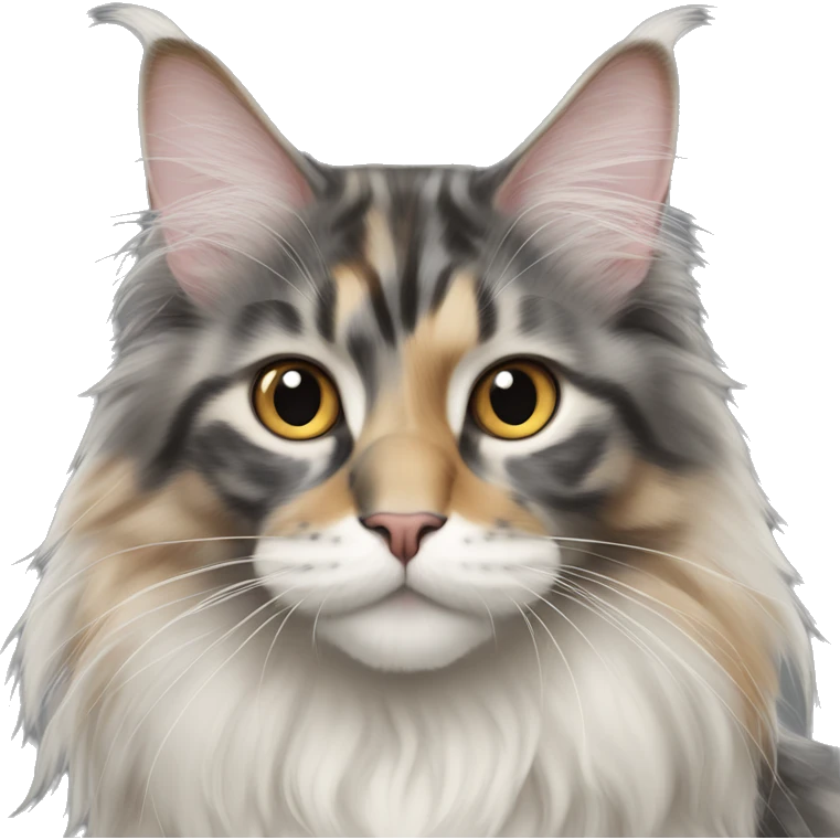 Maine coon dilute Calico half face colored  emoji