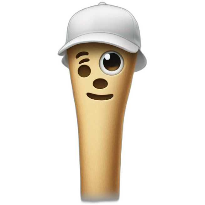 a stick with a face and a cap that faces backwards emoji