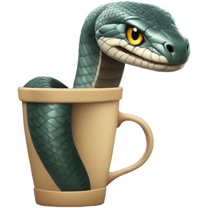 Cobra enrolada em uma taça (preto e branco) emoji