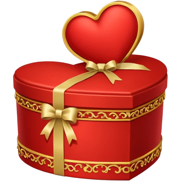 rococó caja de regalo en forma de corazón rojo con dorado emoji