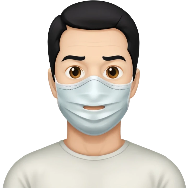 full face mask, shoulders, black hair, creepy man, 50 years old emoji