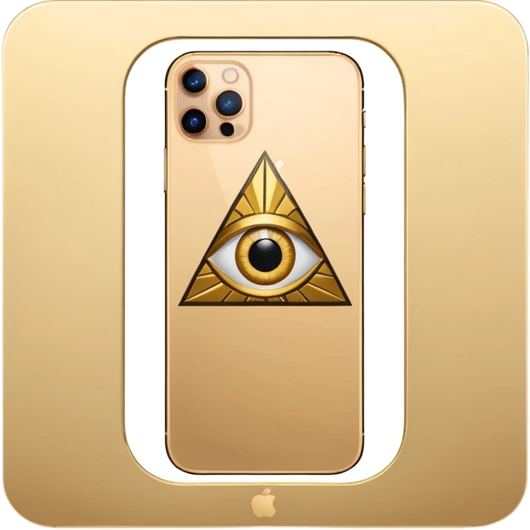 Gold iPhone 16 Pro Max, replace apple logo with fullgold all-seeing-eye logo backview emoji