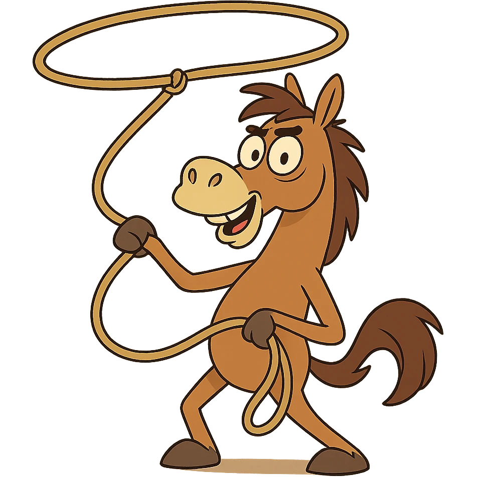 horse with a lasso, western cartoon style emoji