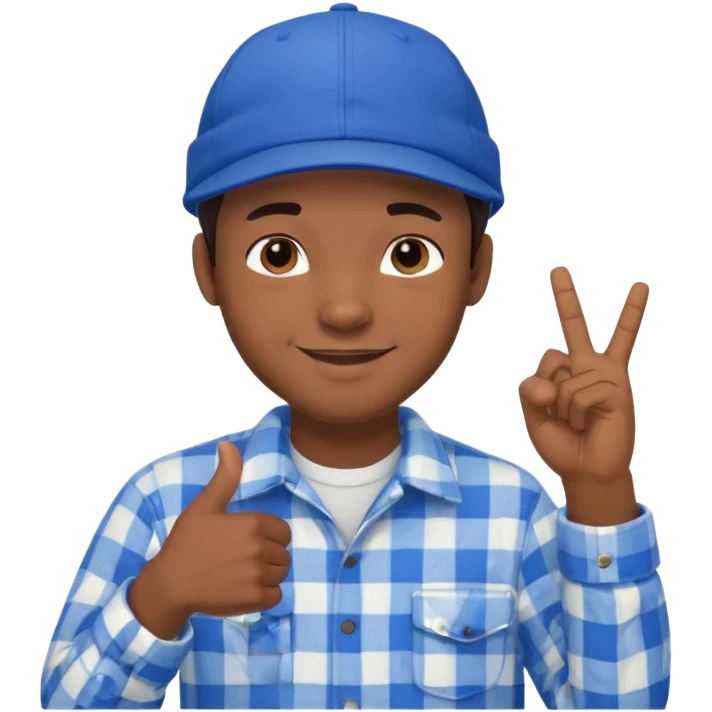 Emoji of a young man with dark hair, wearing a blue cap and a white flannel shirt, the young man is making a "like" gesture with his right hand emoji
