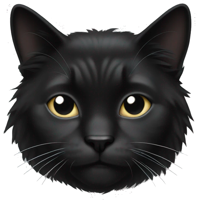 black long hair cat with black and white muzzle emoji