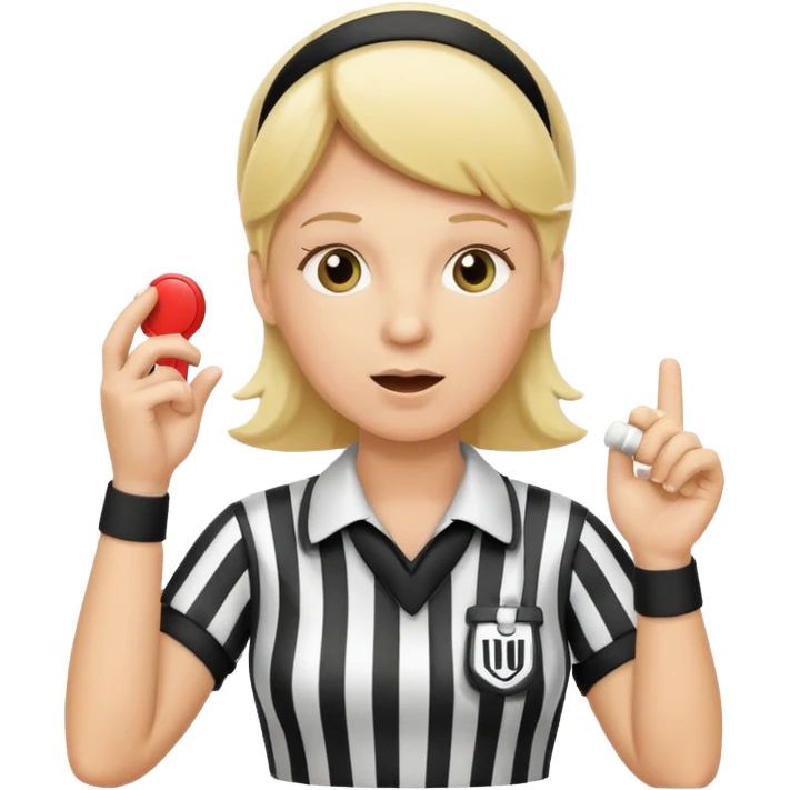 blonde football referee calling time out with hands and whistle emoji