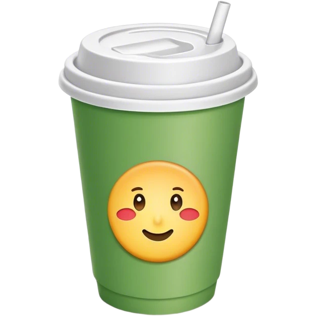 green paper small cup with plastic lid on top emoji