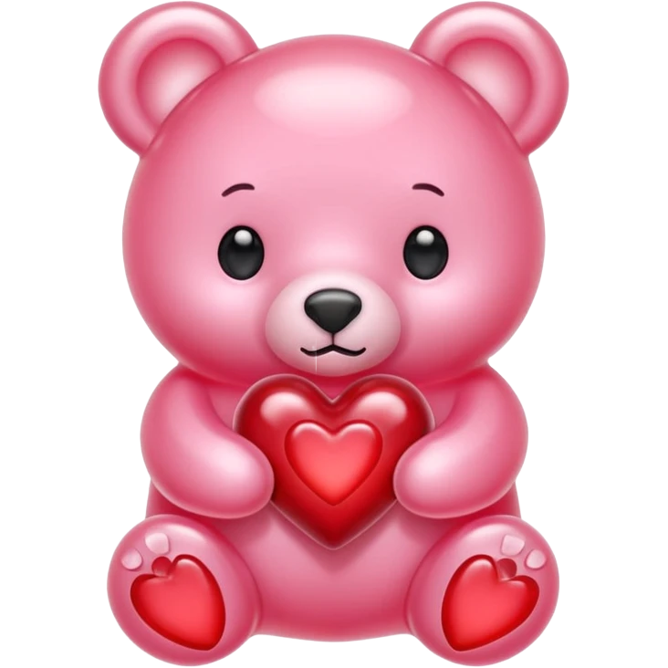 pastel pink jelly bear heart jelly red emoji