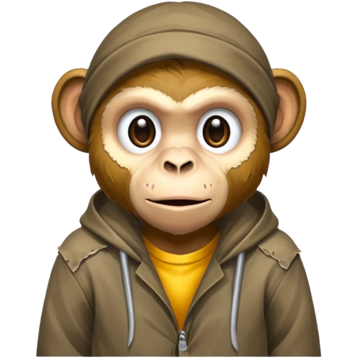 homeless poor monkey with torn clothes  emoji