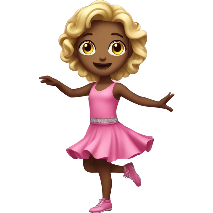 Dancing cute pink girl emoji