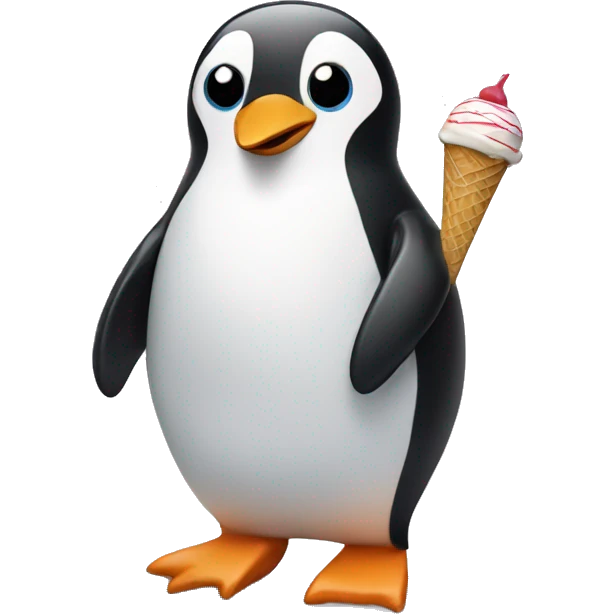 penguin having a lot of ice cream emoji