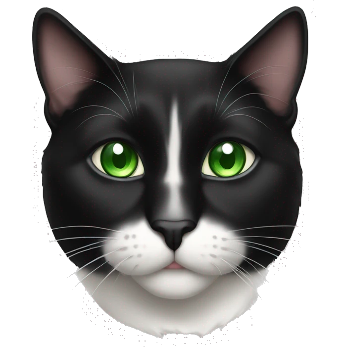 black and white tuxedo cat with green eyes  emoji