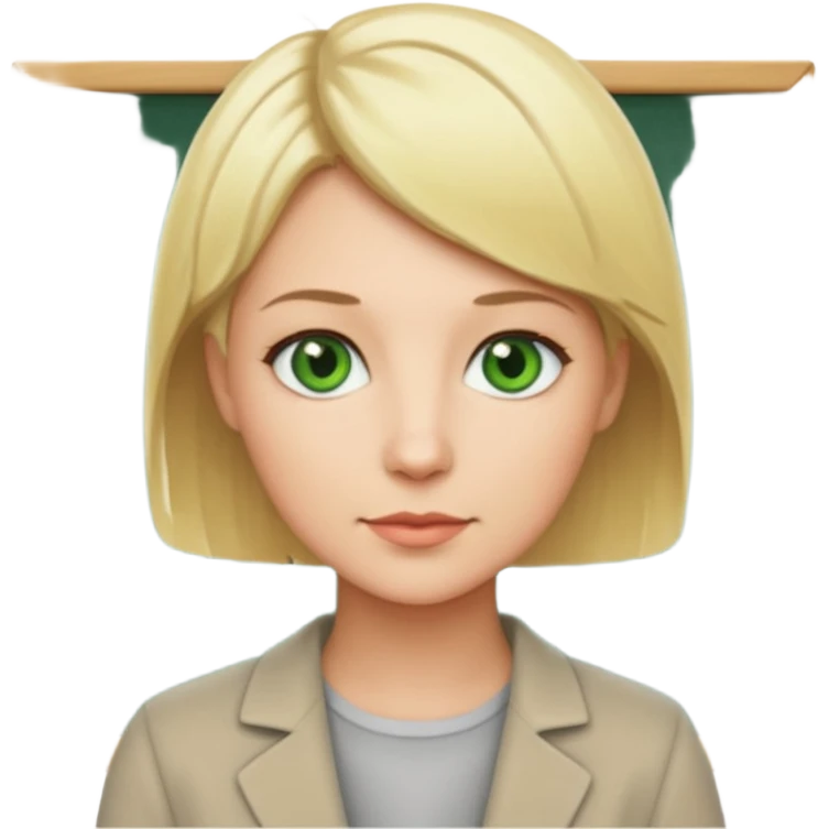 blonde teacher with short hair and green eyes emoji
