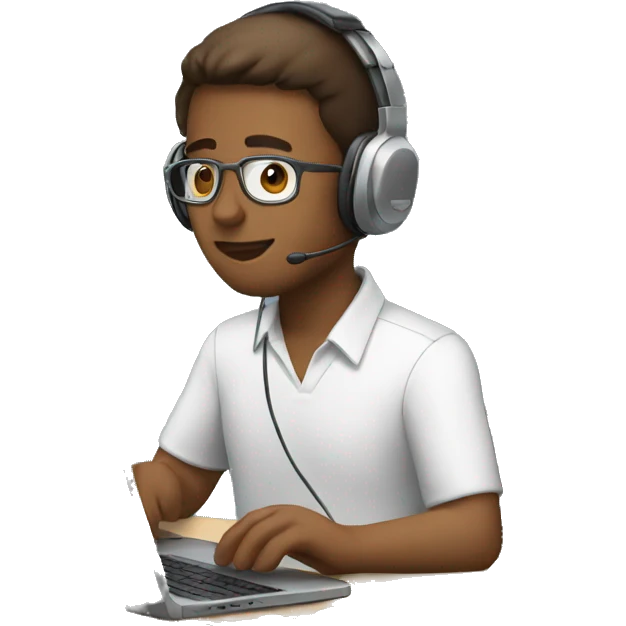 Man working on laptop wearing headphone  emoji