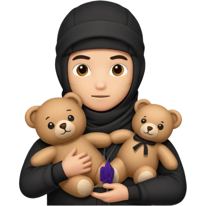 Ninja with teddy bear toy  emoji