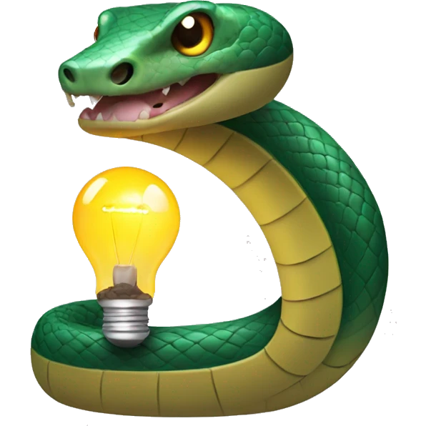 Snake with a lightbulb in its mouth and a battery for a tail emoji