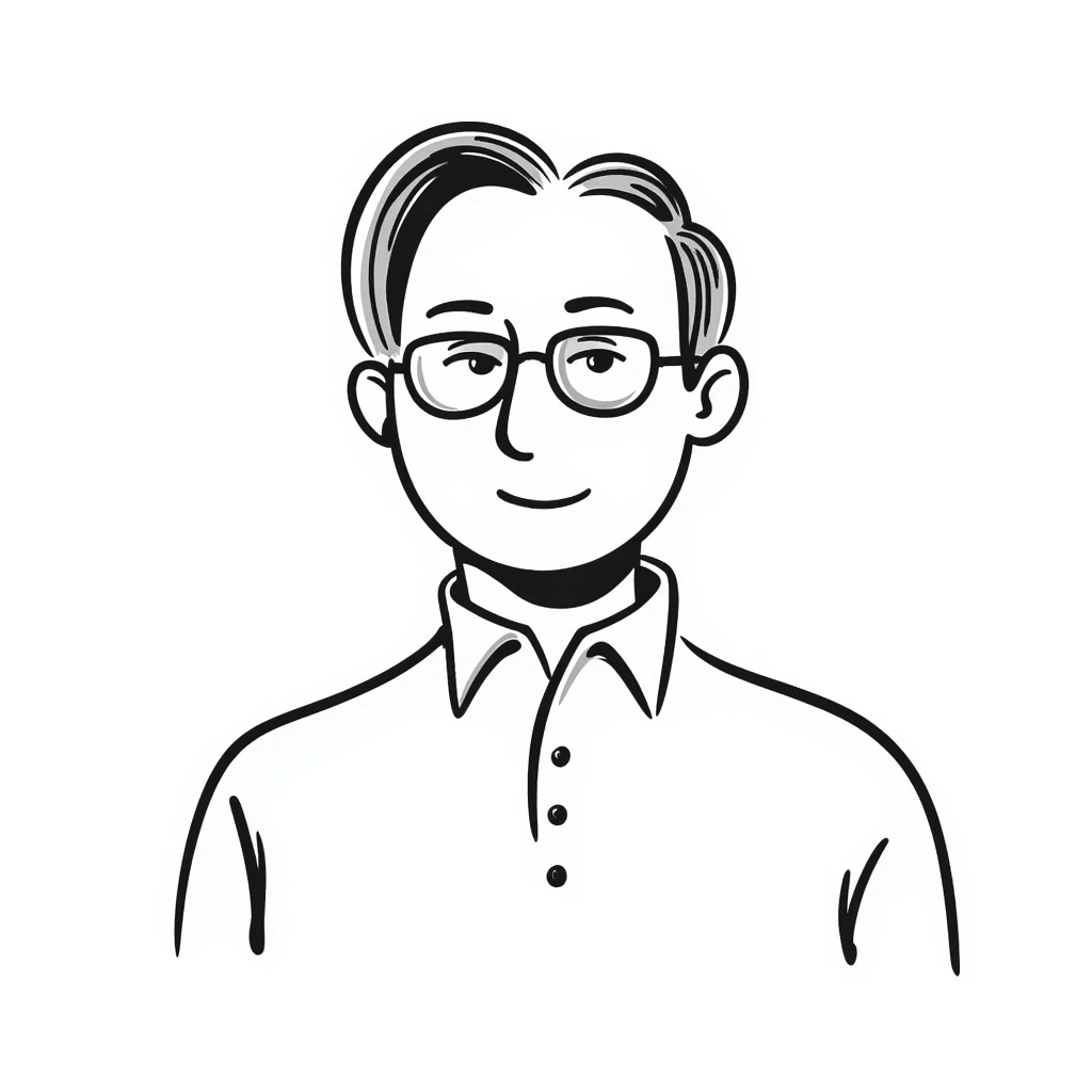 Steve Jobs with blonde hair and a nifty shirt, doodle style emoji