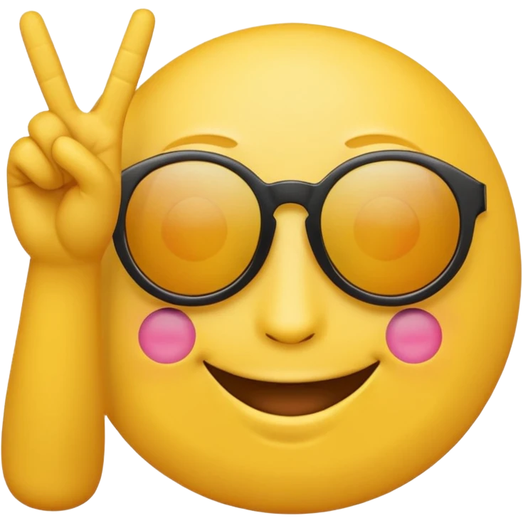 the yellow circle wearing sun glasses emoji holding up a peace sign emoji