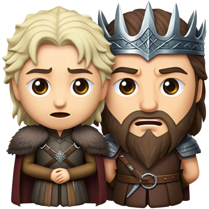 Cinematic Realistic Game of Thrones Pop Culture Emoji, featuring a dramatic, epic portrayal inspired by the fantasy series rendered with rich textures and cinematic lighting. emoji