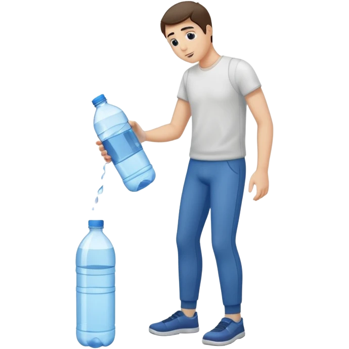 man full body emptying in the floor a bottle of water emoji