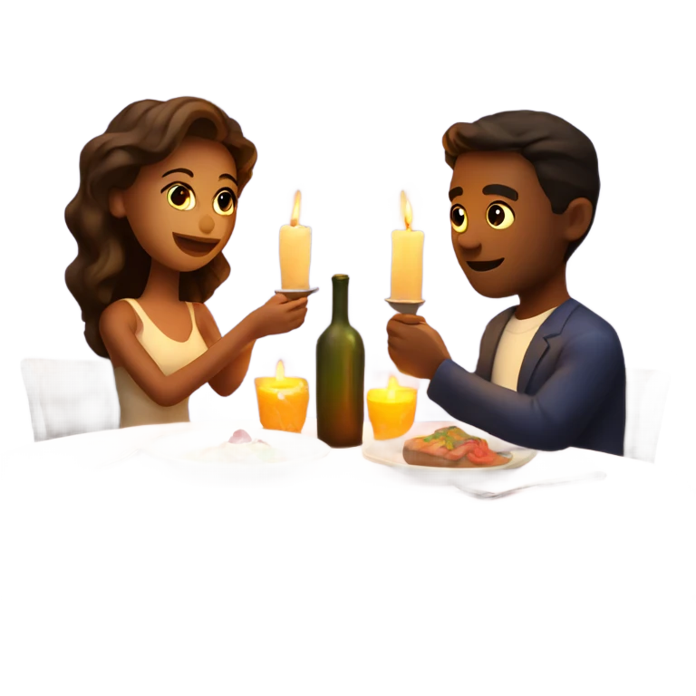 Romantic candle lit dinner date emoji