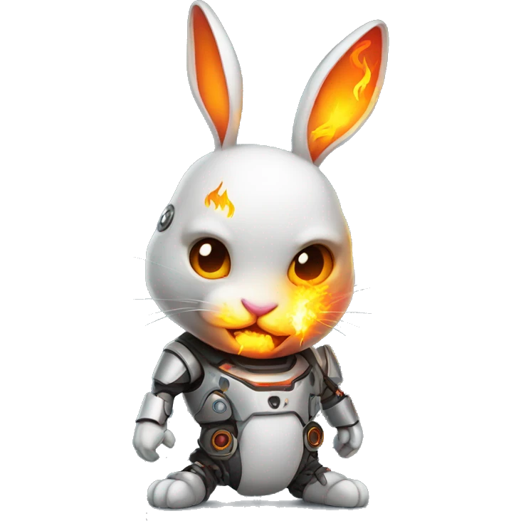 cyborg rabbit with fire emoji