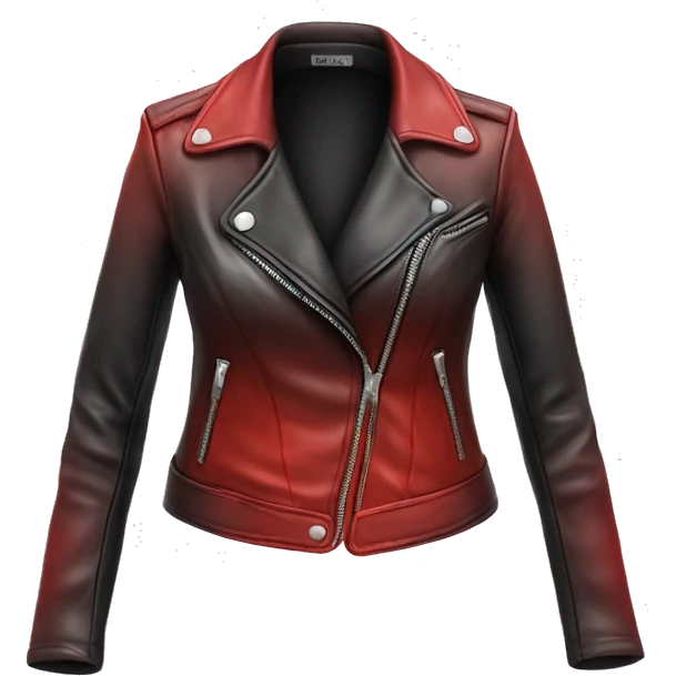 Hyper Realistic isolated open red ombre feminine fashion leather jacket. emoji