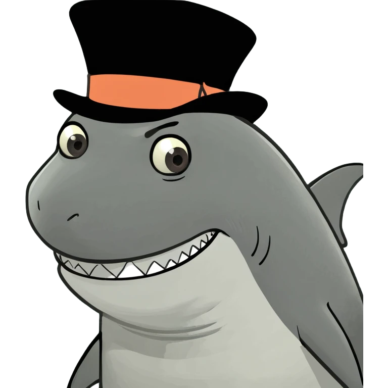 Shark with a top hat emoji