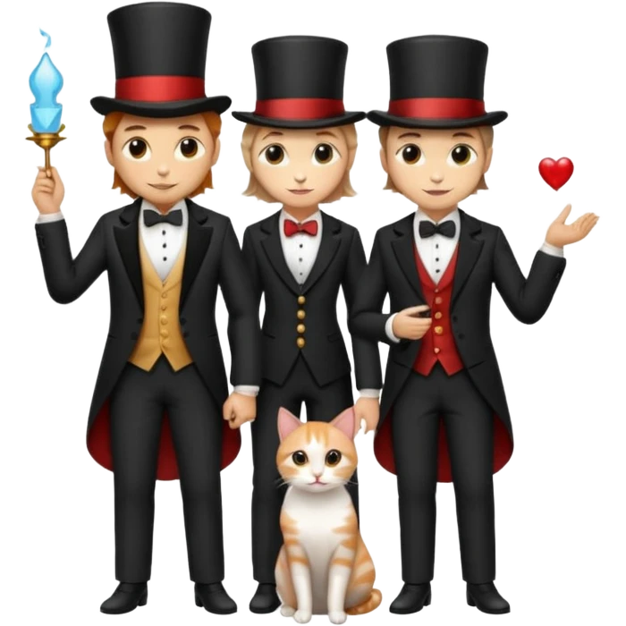 magician couple and their pet cat emoji