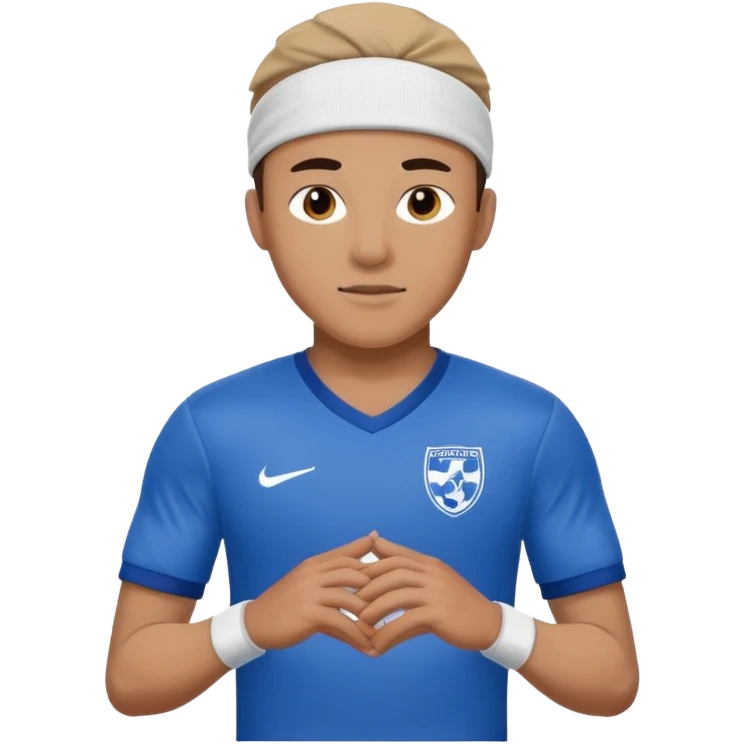 soccer winger with sweatband, blue color. emoji