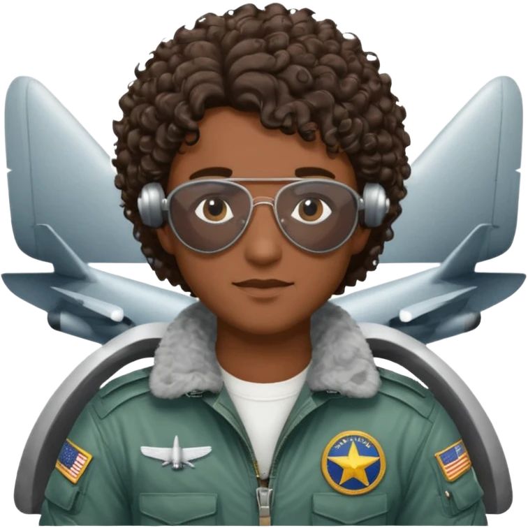 A male pilot with dark skin and close-cut curly hair emoji