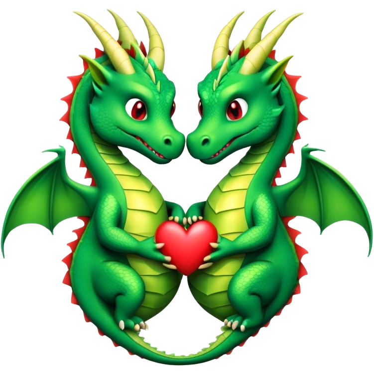 Two dragons making a heart emoji