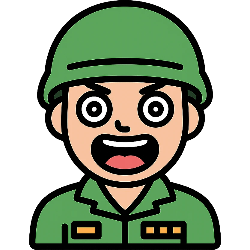 military man with crazy look emoji
