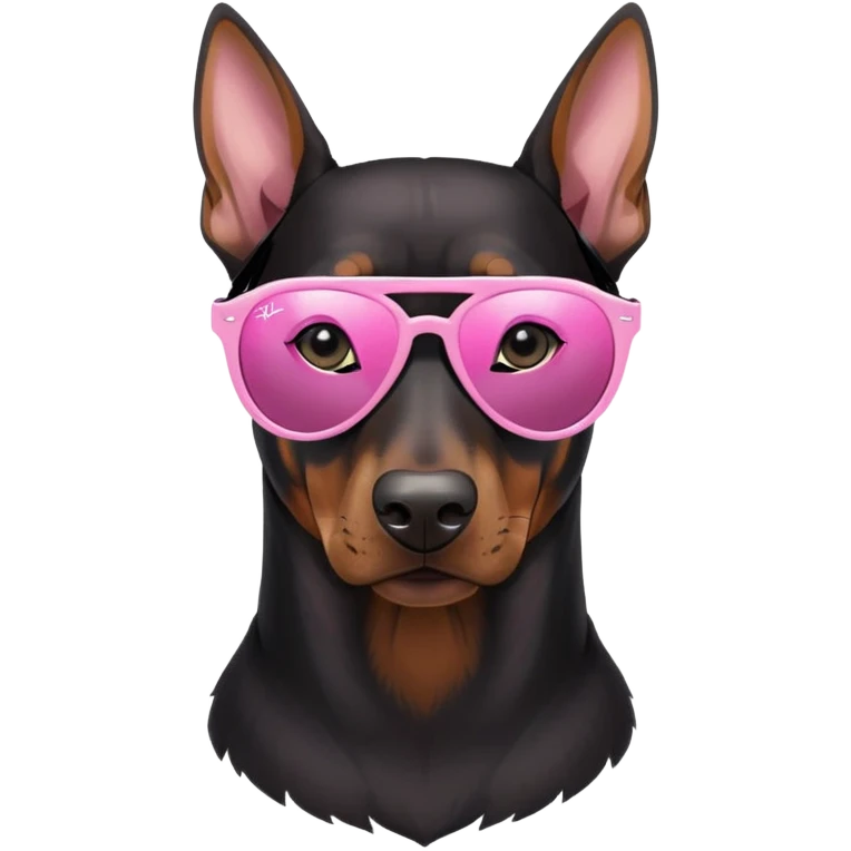 doberman with pink rayban sunglasses emoji