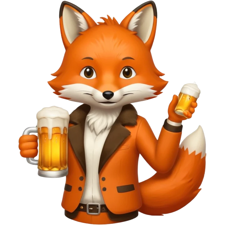 Un renard style manga qui tien une bierre marqué pmusama emoji
