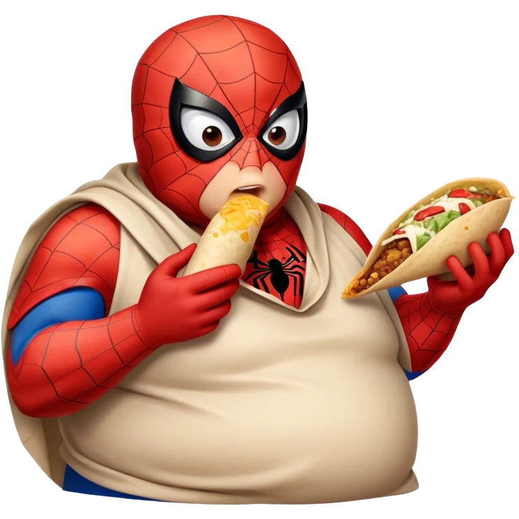 Fat Spider-Man eating burrito emoji