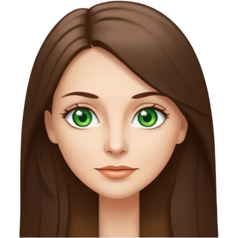pretty middle age woman with green eyes and long straight ash-brown hair  emoji