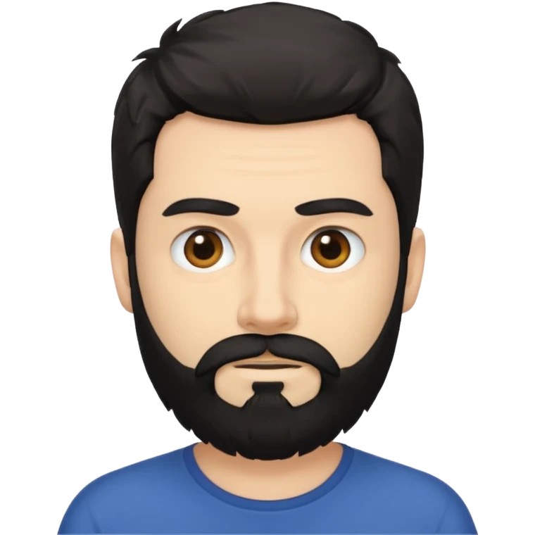 Hombre blanco con barba negra despeinado emoji