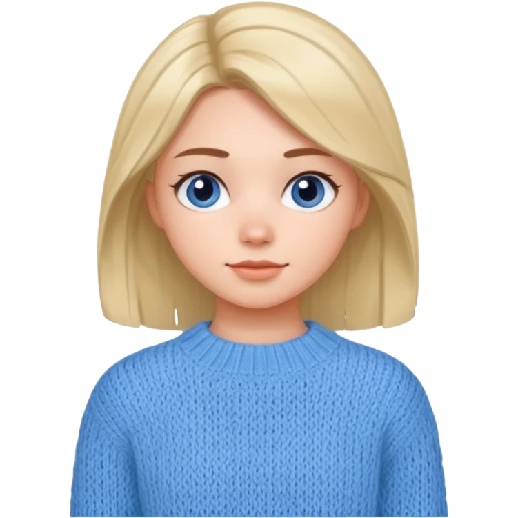 sky-blue knitted wool sweater, round neck, Girl's wear. emoji